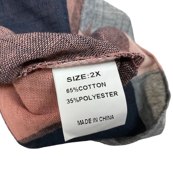 Woman's Multi Color Plaid Button Front Shirt Size 2X With Pocket Long Sleeve - Picture 9 of 9